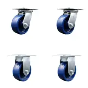5 Inch Solid Poly Caster Set with Ball Bearings 2 Swivel 2 Rigid Service Caster