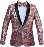 [Generic] Men's Luxury Sequins Suit Jacket Slim Fit Blazers Male Prom Party Groom Wedding Dress Suit Coats