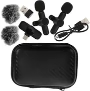 CVUTOVO 1 Set Cordless Clip Microphone with Smart Noise Cancellation Type C and USB Adapter for Interviews Lectures Go Recording Includes Storage Case