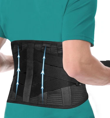 Back Brace for Lower Back Pain with 4 Ergonomic Stays; Lumbar Support Belt for W