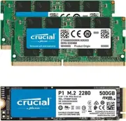 Crucial 16GB (2x8GB) DDR4 2666MHz SODIMM Memory - P1 500GB 3D NAND NVMe PCIe SSD