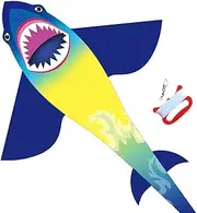 Shark Kites for Kids & Adults, Easy to Assemble Fly Beginner Kite For Boys & Girls For Outdoor Game, Beach Trip, Large Kite Flyer 75"x45" With Long Tail, and 50 Meters String For Summer Activities
