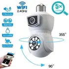 Dual Lens Wireless WiFi IP Camera E27 Light Bulb Security Home Cam Monitor AU