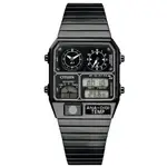 CITIZEN 星辰錶 日本限定雙顯飛行方形錶 黑色米蘭錶帶 JG2105-93E 台灣公司貨 保固2年