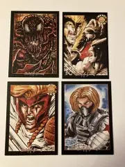 CARNAGE SABRETOOTH SHATTERSTAR WINTER SOLDIER 4 Sketch Card Print Set McJunkin