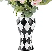 Checkered Vase - Living Room Vase | Checkered Resin Waterproof Flower Container for Home Room Table Kitchen Dining Bathroom Indoor Decor