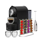 ChefWave Espresso Machine Black with Holder Cups and Handheld Milk Frother
