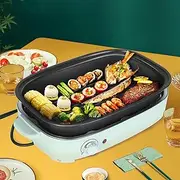 Multifunctional Electric Grill Electric Table Grill 3-in-1 Electric Non-Stick Hot Pot and Griddle Coating Smoke-Free Indoors for 5-8 People