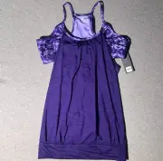 NWT Old Navy Athletic Top Women Size XL Purple Loose Ample Built In Bra Gym Run