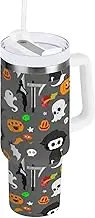 RPLIFE Cute Cartoon Style Tumbler with Handle and Straw, Stainless Steel Tumbler, Coffee Cup with Straw