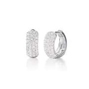 Dome Hoop Earrings with Cubic Zirconia in Sterling Silver