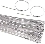 Keadic Stainless Steel Cable Zip Ties Heavy Duty Exhaust Wrap Coated Locking Tie Ideal for Ship, Mine, Petroleum, Electricity, Computer Wire Harness and More