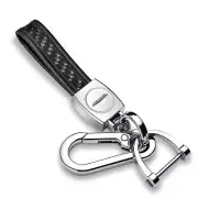 Chrysler Logo in White Real Black Carbon Fiber Loop-Strap Chrome Hook Key Chain