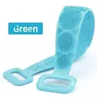 Bath Silicone Exfoliating Back Strap Scrub Shower Body Scrubber Brush Wash Green