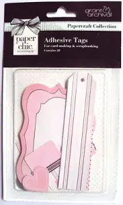 Paper Chic Adhesive Tags Baby Pink, 20 Tags Card Making Scrapbooking, NEW