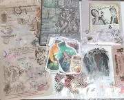 6 PACK 165+ Pc Junk Journal Vintage Ephemera Paper Stickers Scrapbook Cards Tags