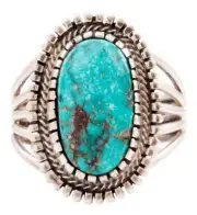 Navajo Native American Turquoise Mountain Turquoise Ring Size 11 SKU232645