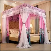 Bed Canopy for Twin Queen King, Princess Room Dustproof Blackout Double Bed Luxury Bed Curtain Mosquito Net (Color : Pink-3, Size : 200X220cm/79X87in)