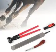 Professional Metal Horse Farrier Hoof Tool Kit Include Horseshoe File, Hoof Cutter, Hoof Knife and Handle for Stable Supplies - Pro Hoof Trimming Tools, Easy to Use