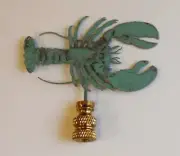 LOBSTER Lamp Finial Beach House Ocean Nautical Verdigris Finish 968v