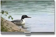 [VFMKT] Slim Metal Business Card Holder Portable Business Card Case Pocket Name Card Holder Loon Nature Birds Wallet for Men Women Office Travel, style, One Size