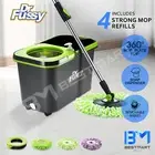 DR FUSSY 360 Spinning Mop Bucket Set Dry Wet Floor Clean Spin Mop 4 Free Head