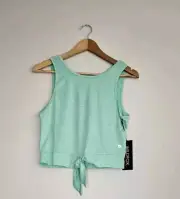 NEW Wildfox Top Darla Tie Front Crop Top Shirt Green Sleeveless Size Medium