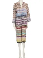 Zigzag Pattern Metallic Knit Cardigan