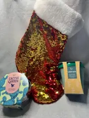 Red & Gold Sequins Stocking Reversible Christmas Plus Gifts for TEENS TEACHERS