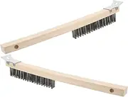 Alipis Sturdy Pizza Brush for Cleaning 2pcs Wire Brush Set Wooden Handle for Oven BBQ Grill Scrubbing