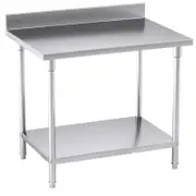 SOGA 100x70x85cm Stainless Steel Bench with Backsplash