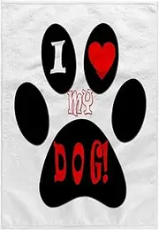 3D Rose I Love My Dog. Puppy Hand Towel, 15" x 22", White