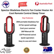 Spector Bladeless Electric Fan Cooler Heater Air Cool Remote Control Sleep Timer