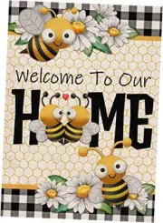 Welcome to Our Home Bumble Bee Spring Summer Decorative Garden Flag, Daisy