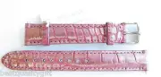 MICHELE 16MM METALLIC ORCHID ICE,PINK ALLIGATOR WATCH BAND,STRAP+SILVER BUCKLE