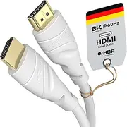 KabelDirekt 8K & 4K HDMI Cable – 1m – Designed in Germany – Supports 4K@120Hz, 8K@60Hz, UHD, Ethernet – HDTV, PC, PS5, Xbox, Switch & All Other HDMI Devices, White