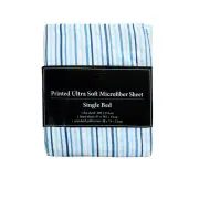 Printed Microfiber Sheet Set Single Blue Lines