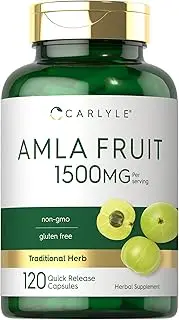 Amla Capsules | 1500mg | 120 Count | Amalaki Fruit | Non-GMO and Gluten Free Supplement | by Carlyle