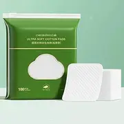 Large Square Cotton Pads (100 Count)-100% Cotton, Lint-Free, Soft, Rounded Corners, Multi-Layer, for Makeup Removal, Toner, Facial Cleansing