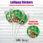 Personalized 24x Lollipop STICKER ONLY Party Birthday Event CocoMelon