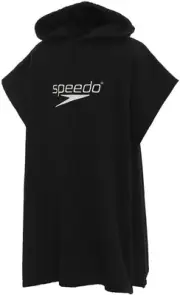 Speedo Unisex Junior Hooded Towel, Black/White