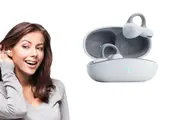 Clip On Earbuds Open Ear Clip Wireless Bluetooth Headphones with Microphone-White