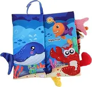 GALPADA Ocean Themed Soft Cloth Book for Boy Girl Interactive Crinkle Book with Touchable Elements Early Learning Stories to Engage Boy Girl for Sensory Development