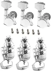 TOPPERFUN Replacement Tuning Keys for Guitars 6r Locking Tuners Left-hand Flat Shell Precision Tuning for Acoustic Electric Guitars