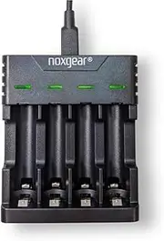 Noxgear Smart Battery Charger for AA & AAA Ni-MH, Ni-Cd Rechargeable Batteries, 4-Slot