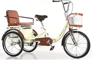 20 Inch Folding Adult Tricycle with Strong Shopping Basket Back Seat 3 Wheel Bike Pedal Cruise Bike Single Speed Double Chain, Tricycle