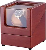 WatchSingleAutomaticWatchWinder,FlexiblePlushLeatherPillow,4RotationModes,SilentMotorWatches,Red Needed KeYJ
