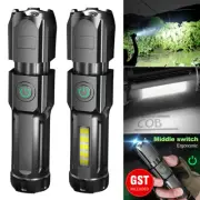 1/4PCS USB Rechargeable LED Tactical Flashlight Super Bright Torch Zoomable