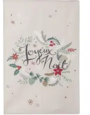 COUCKE, JOYEUX NOEL WREATH FRENCH CHRISTMAS KITCHEN TOWEL, NEW