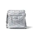 Baggallini Womens go bagg with RFID phone wristlet Silver Metallic Quilt One ...